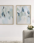 Seabreeze - Abstract Framed Canvas Prints (Set of 2) - Light Blue