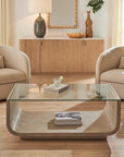 Maeva - Modern Glass Coffee Table - Woodtone