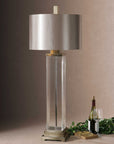 Drustan - Clear Glass Table Lamp - Pearl Silver