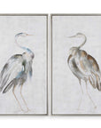 Summer Birds - Framed Art (Set of 2) - Pearl Silver