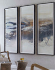 Graphite - Horizon Framed Prints (Set of 3) - Pearl Silver