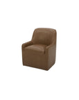 Maisie - Rolling Dining Chair - Tan Leather