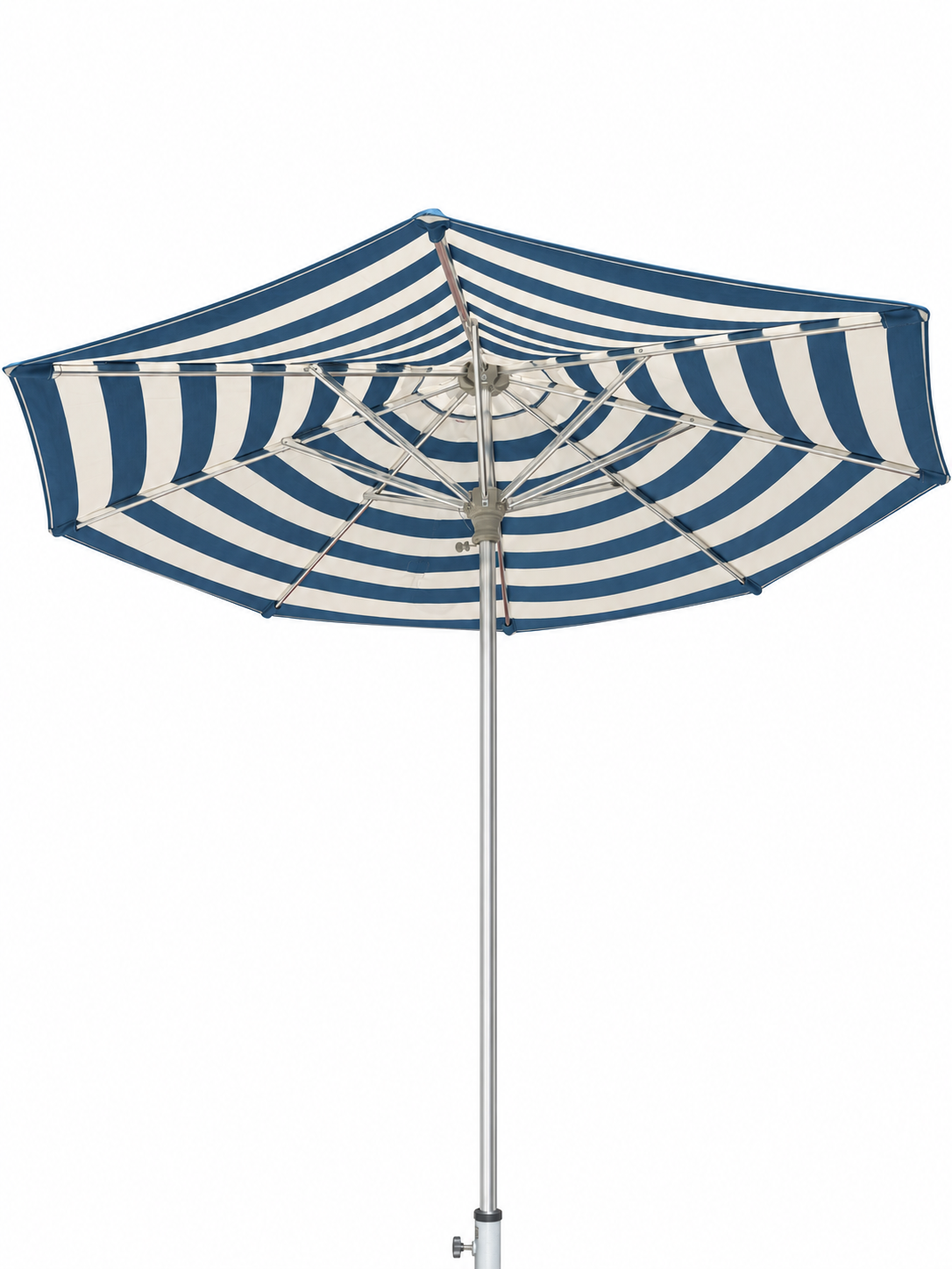 Blue and White Striped Outdoor Umbrella
