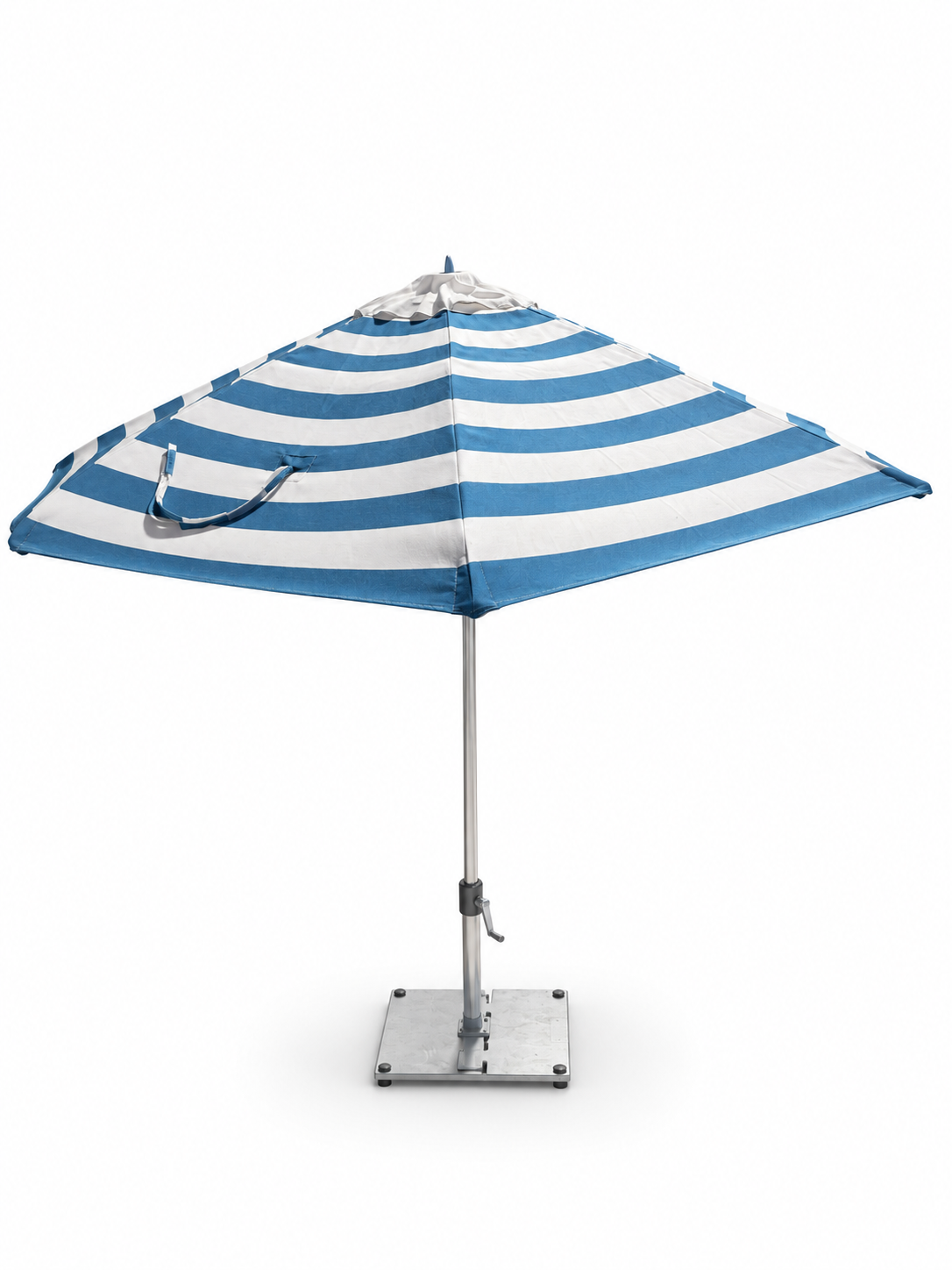 Blue and White Striped Outdoor Umbrella