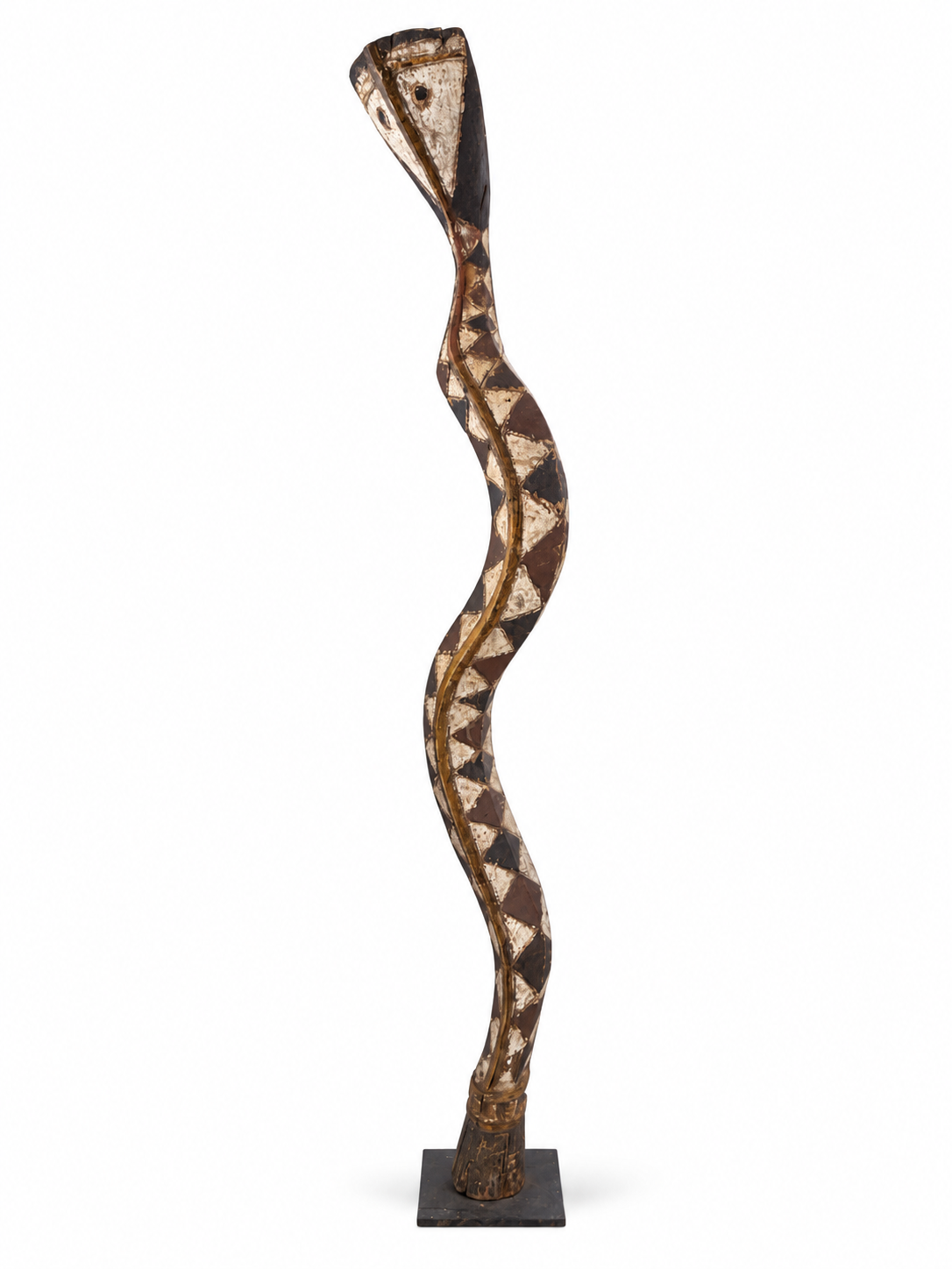 Hand-Carved Wooden Snake Sculpture
