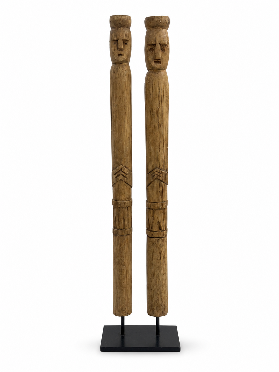 Pair of Hand-Carved Wooden Fertle Figures