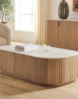 Arik - Marble Top Coffee Table - White / Woodtone