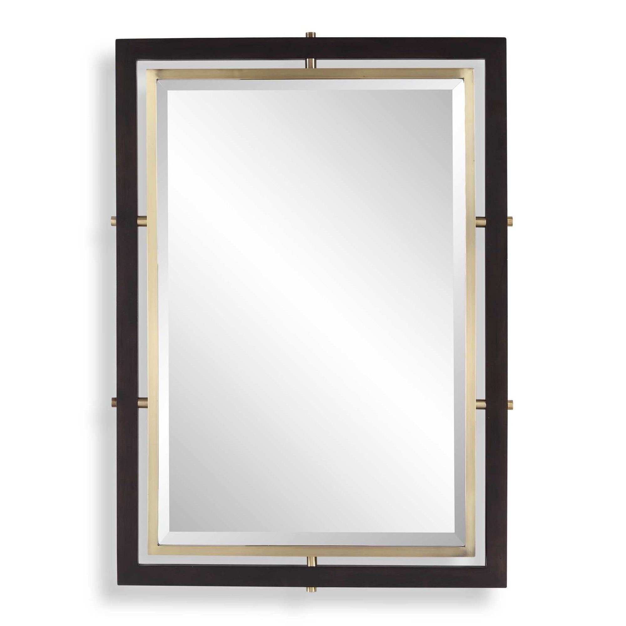 Bach - Rectangle Mirror - Walnut &amp; Brass