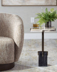 Rowman - Petrified Wood Accent Table - Bronze