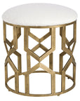 Trellis - Geometric Accent Stool - White & Gold