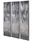 Gray Showers - Hand Painted Canvases (Set of 3) - Dark Gray