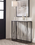 Reed - Travertine Console Table - Black & Light Brown