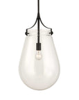 Dewdrop - 1 Light Glass Shade Pendant - Black