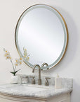 Crofton - Lighted Brass Round Mirror