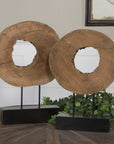 Ashlea - Wooden Sculptures (Set of 2) - Light Brown & Black