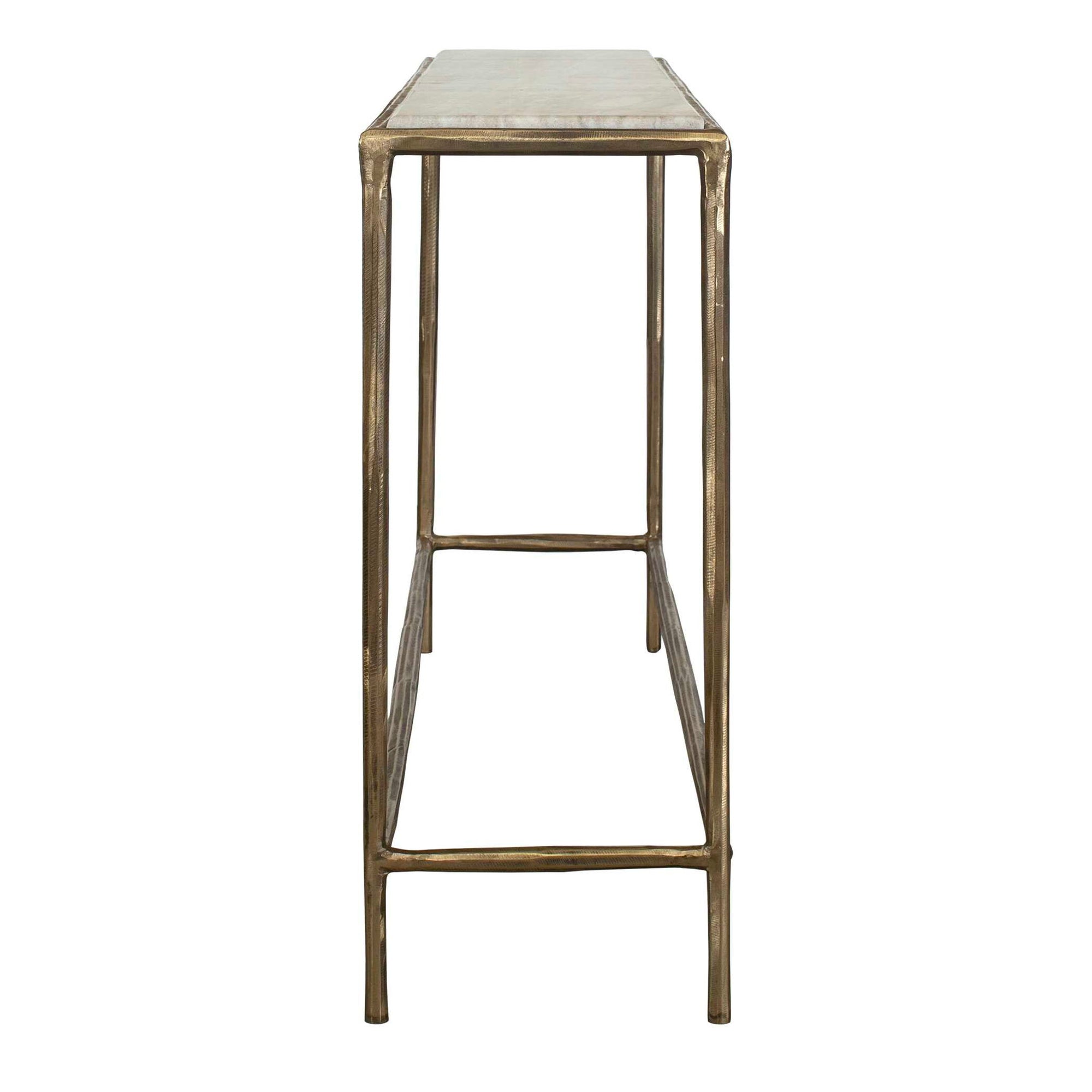 Minerva - Marble Top Console Table - Brass / Gray / White