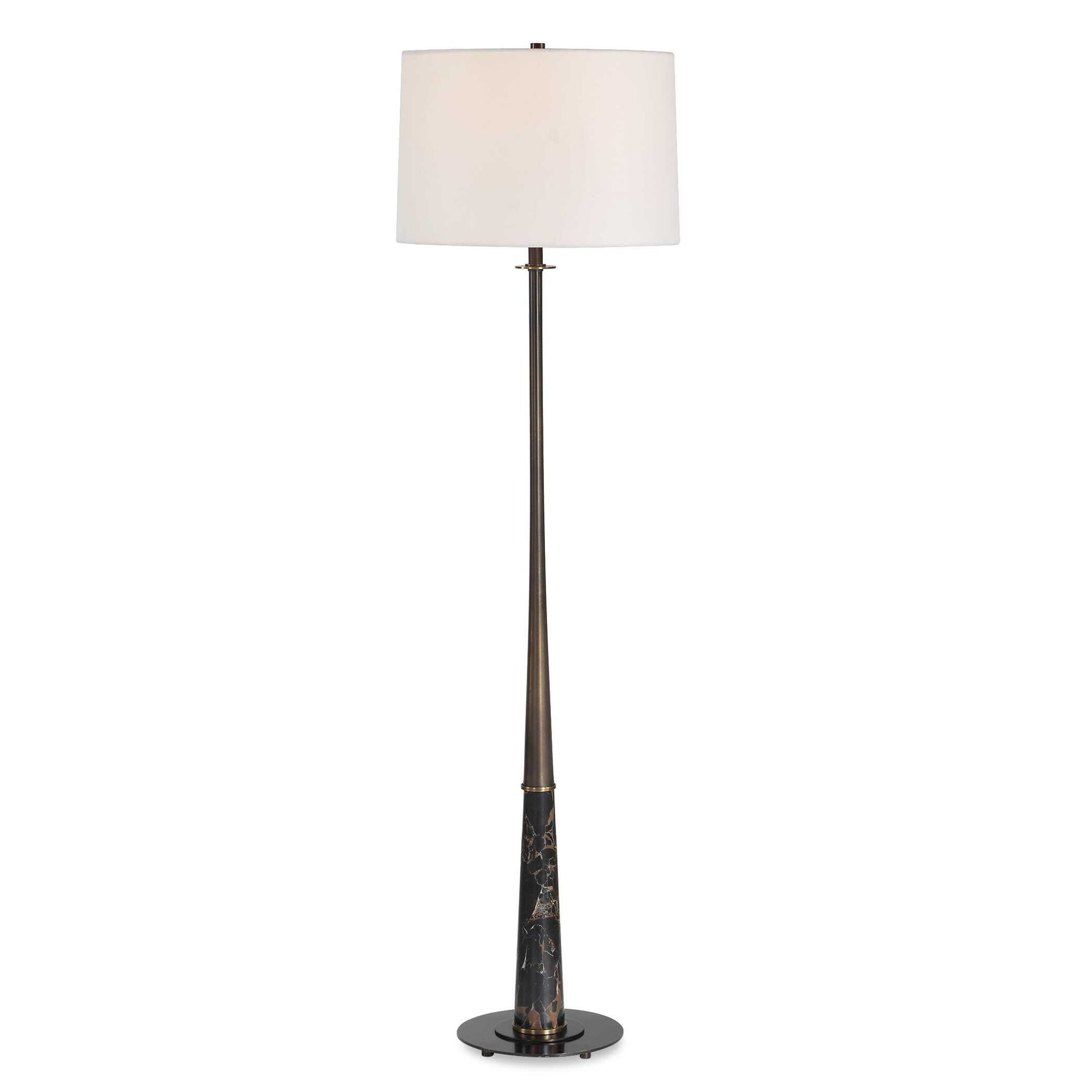 Tallarico - Brass &amp; Marble Floor Lamp - Black / Bronze / Brown