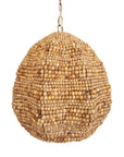 Kauri - 1 Light Wooden Bead Pendant - Brass / Woodtone