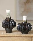 Umbrian - Gourd Vases (Set of 2) - White & Brown