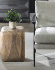 Loophole - Bleached Wash Accent Stool - Dark Brown