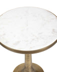Gianno - Round Marble Side Table - Brass / White