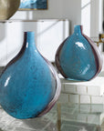 Adrie - Art Glass Vases (Set of 2) - Black & Blue