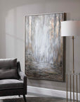 Desert Rain - Hand Painted Abstract Art - Pearl Silver
