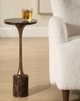Karnes - Dark Marble Drink Table - Black / Bronze / Brown