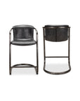 Freeman - Leather Counter Stool (Set of 2) - Onyx Black