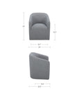 Sandy - Fabric Rolling Dining Chair - Gray