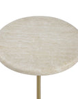 Adames - Travertine Drink Table - Brass / White