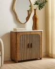 Mebarak - Reeded 2 Door Cabinet - Bronze,White,Woodtone