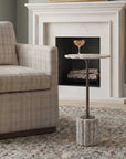 Lana - Scalloped Marble Drink Table - Bronze / White