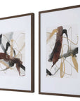 Burgundy Interjection - Abstract Prints (Set of 2) - Dark Brown