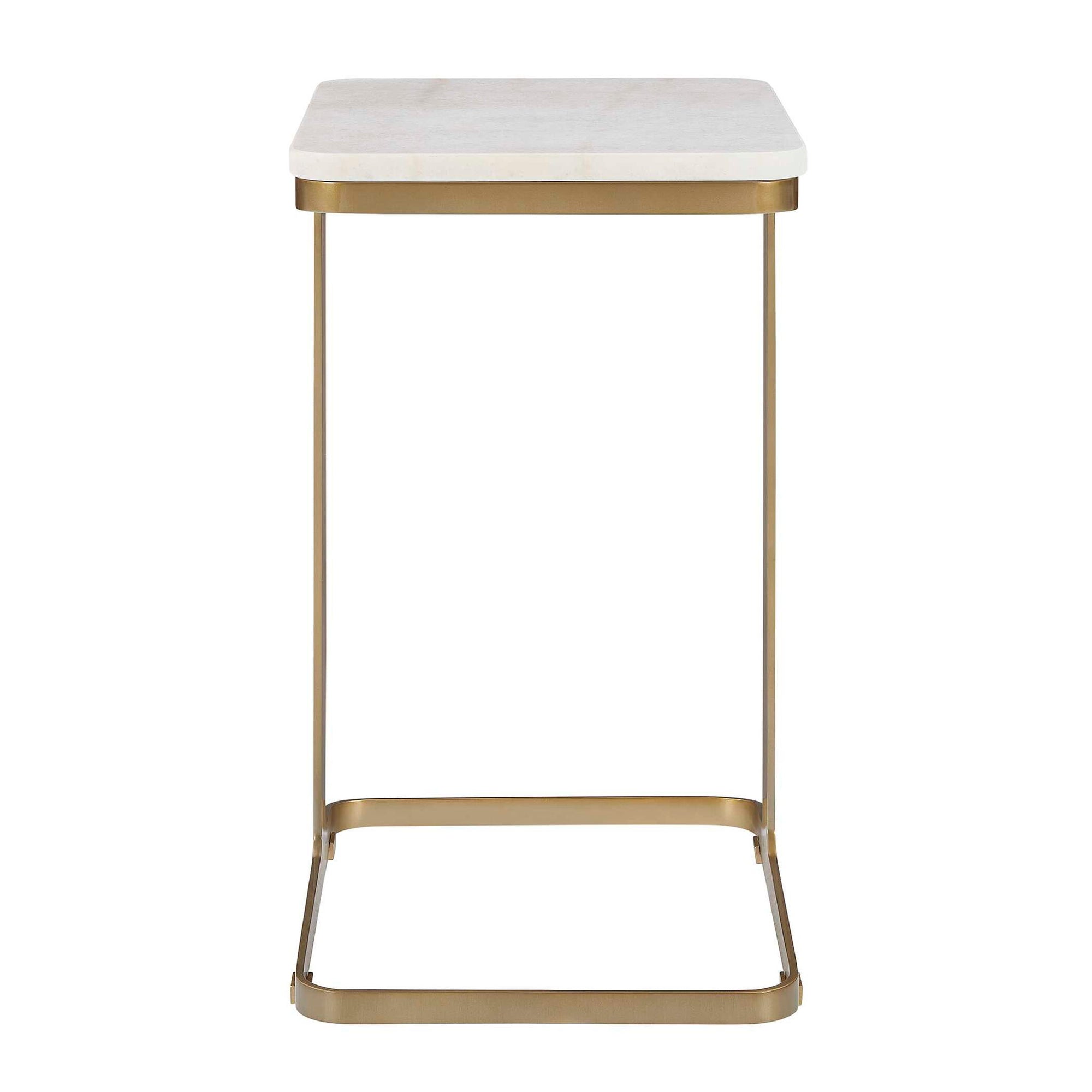 Tylan - Marble Accent Table - Brass / White