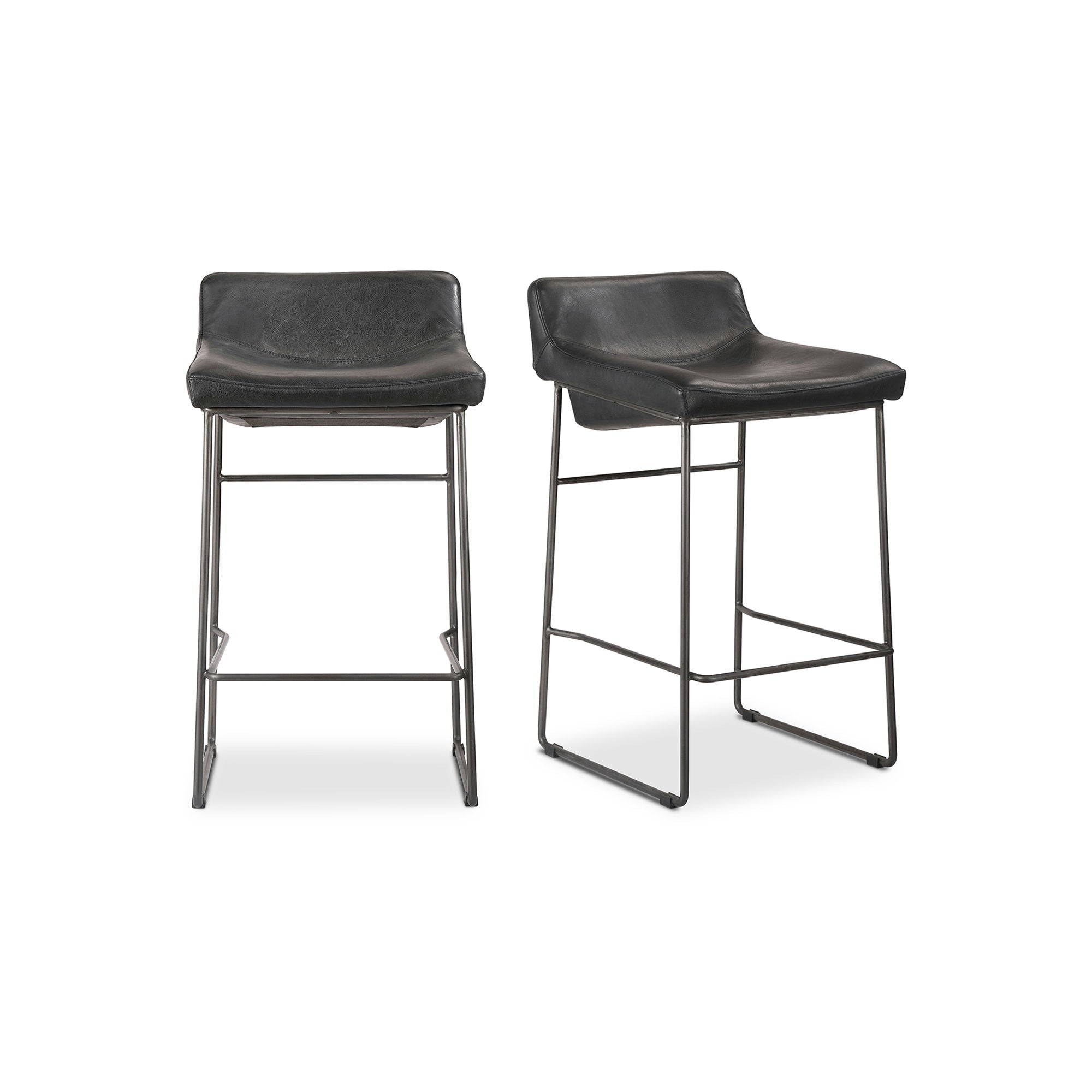 Starlet - Counter Stool Leather (Set of 2) - Onyx Black