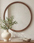 Alcott - Round Accent Mirror Large - Walnut
