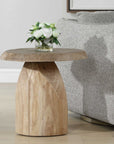 Tiernan - Reclaimed Oak Round Side Table - Woodtone