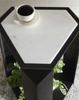 Keenan - Geometric Accent Table - Bronze / White
