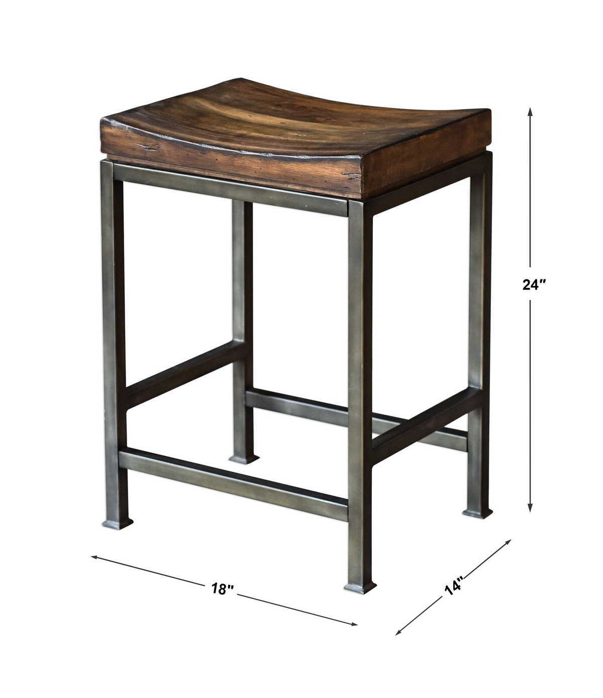 Beck - Wood Counter Stool - Dark Brown &amp; Black