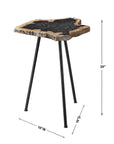 Mircea - Petrified Wood Accent Table - Black & Light Brown