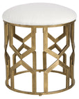 Trellis - Geometric Accent Stool - White & Gold