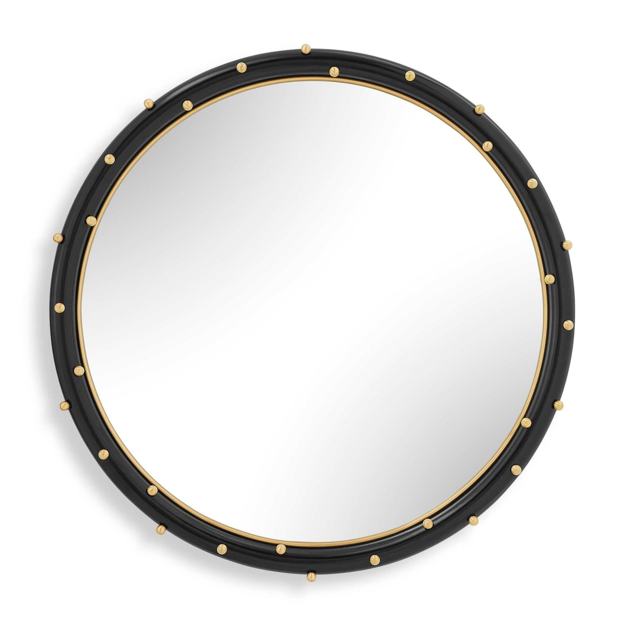 Helia - Round Mirror - Black / Brass