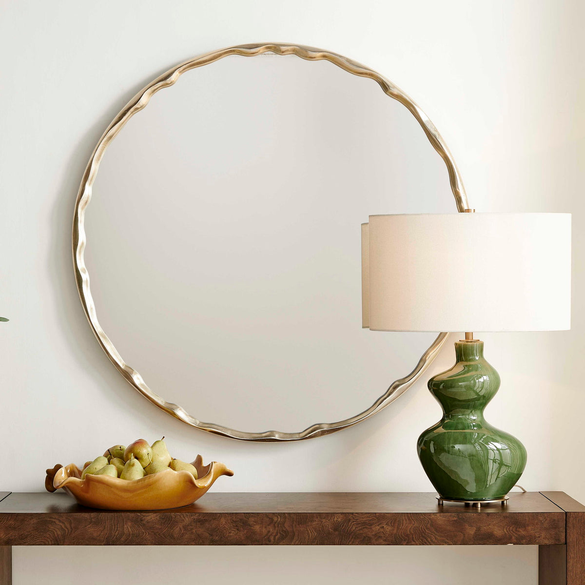 Crinkle - Round Mirror - Brass