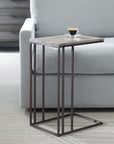 Theodore - Travertine Accent Table - Dark Brown