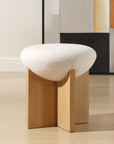 Lainie - Minimalist Accent Stool - White / Light Brown