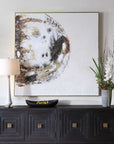 Moon Landing - Hand Painted Abstract Art - Black / Brown / Gold / Gray / White
