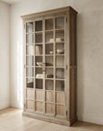 Clairmont - Wood 95" Glass Almirah - Light Brown