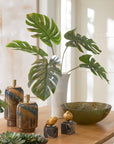 Muse - Monstera Vase Centerpiece - Green / White