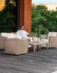 Sunset - Wicker Outdoor Sofa - Oatmeal / Oyster White